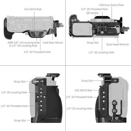 SmallRig 6113 - zestaw (klatka, uchwyt górny, płytka V-Mount z osłoną LCD, zapięcie, zacisk HDMI) do Nikon ZR